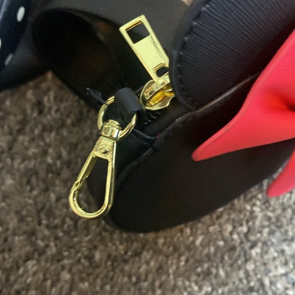 Disney Minnie Mouse Crossbody Shoulder Bag & Wallet Black Polka Dot w/ Pink NWT - Picture 8 of 8